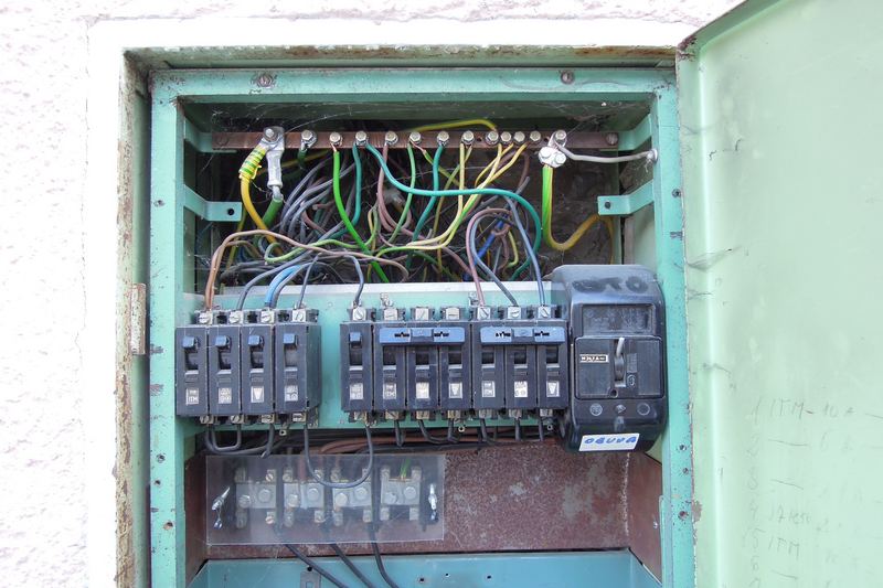 Distribution board interior with neatly routed wires